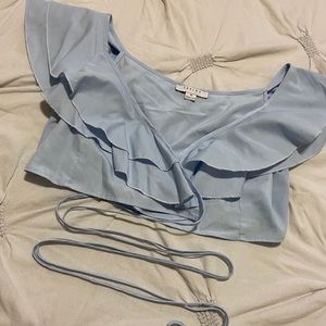 Ruffled baby blue crop top